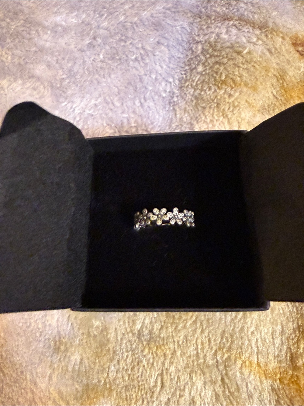 Pandora Delicate Silver Floral CZ Band Ring - Women Jewelry
